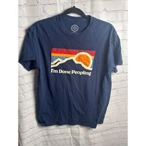 DOM Graphic‎ T-Shirt Funny Slogan Tee I'm Done Peopling Blue Size M